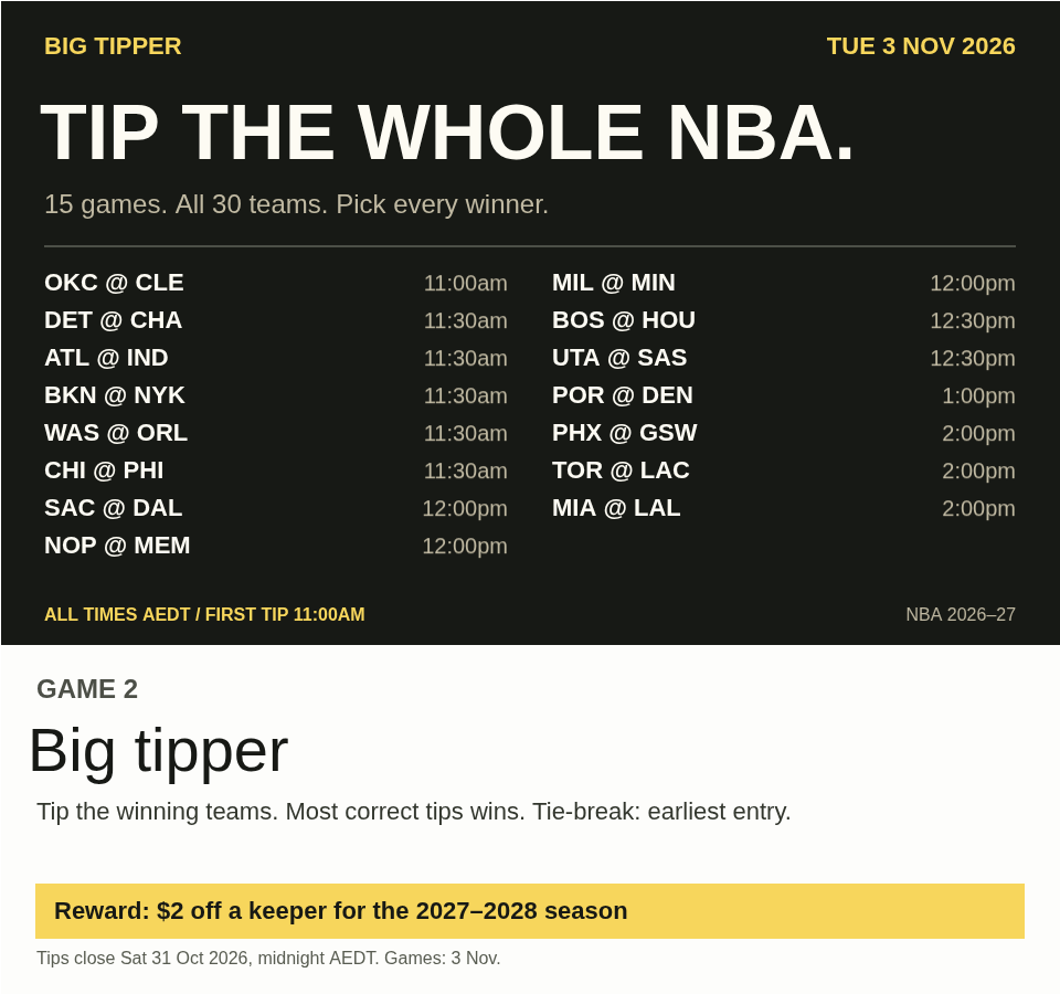 Big Tipper competition poster