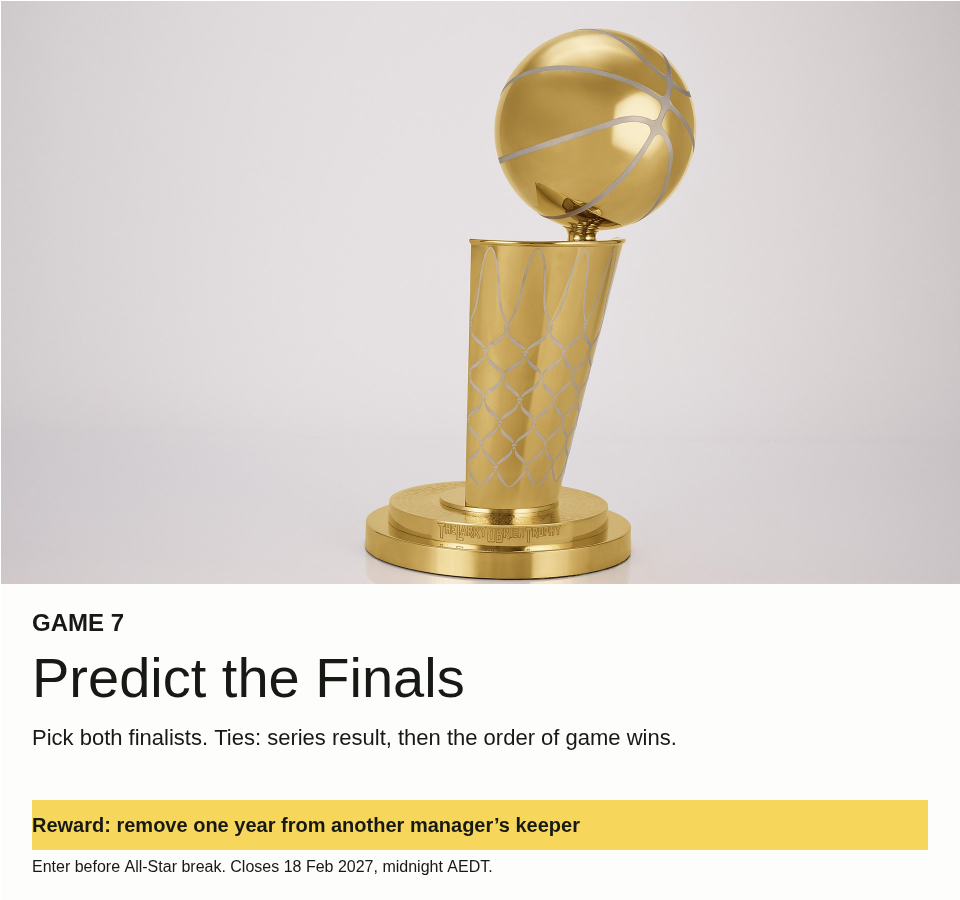 Finals Predictions competition poster